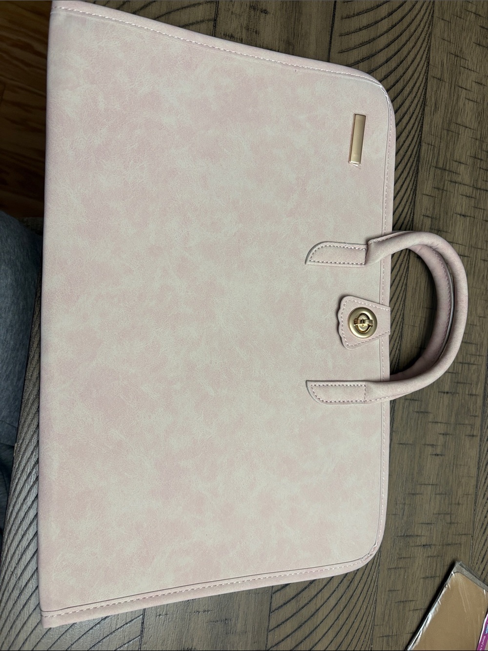 Blush Pink Structured Top-Handle portfolio holder